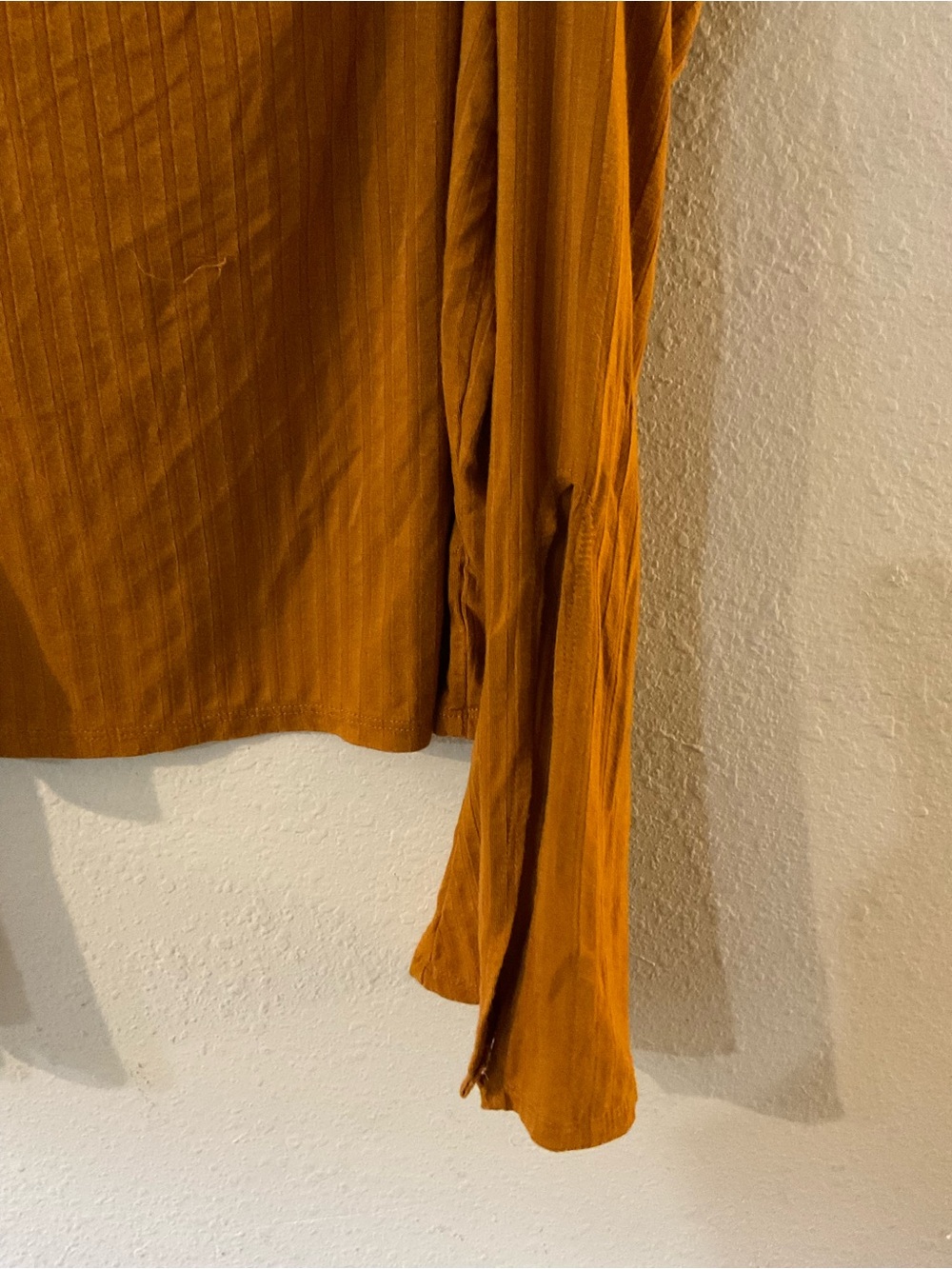 Mind Code Mustard Ribbed Off-Shoulder Crop Top - Picture 2 of 5